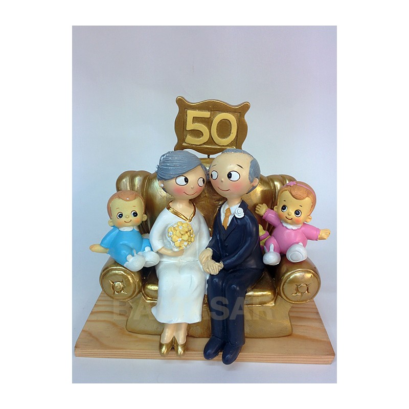 Figura pastel bodas de oro 50 aniversario GRABADA/figuras PERSONALIZADAS para tarta baratas 