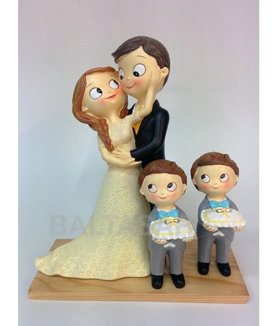 Figura novios con bebé tarta boda hijo hija muñeco pastel
