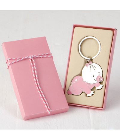 Llavero bebé Pita gateando con caja regalo rosa adornada