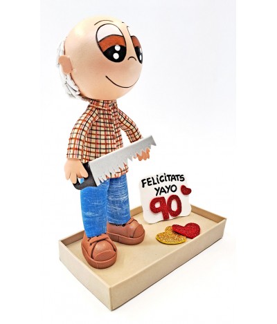 ABUELO YAYO FIGURA PERSONALIZADA A PARTIR FOTOGRAFIA PAPEL MACHÉ